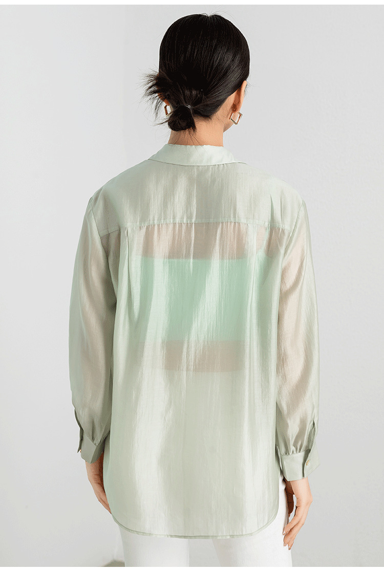 夏季薄款天丝防晒衬衫外套女装2023年新款上衣小个子女士白色衬衣详情8