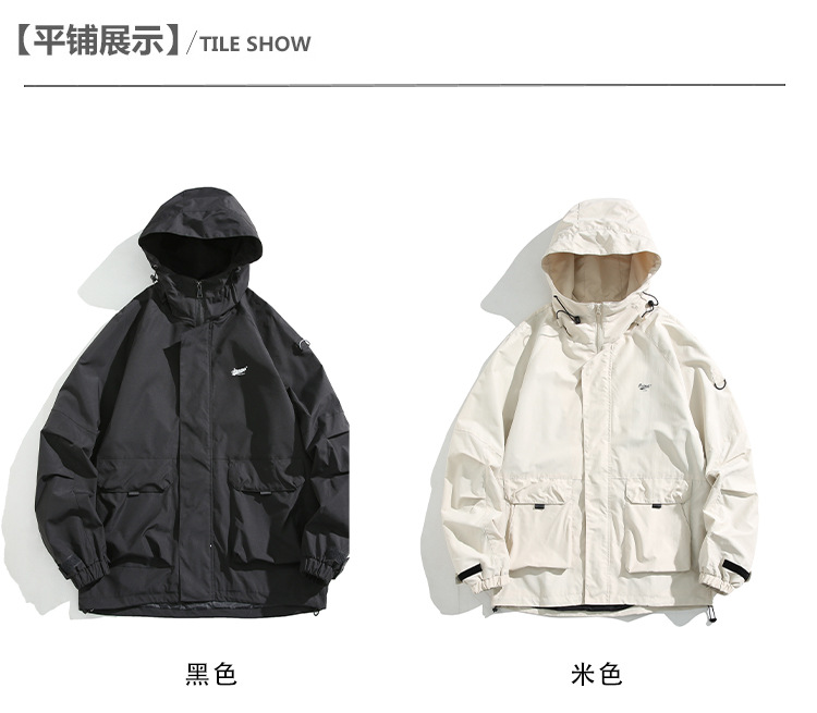 日系连帽机能冲锋衣外套男款春秋季潮牌宽松大码休闲工装夹克春装详情6