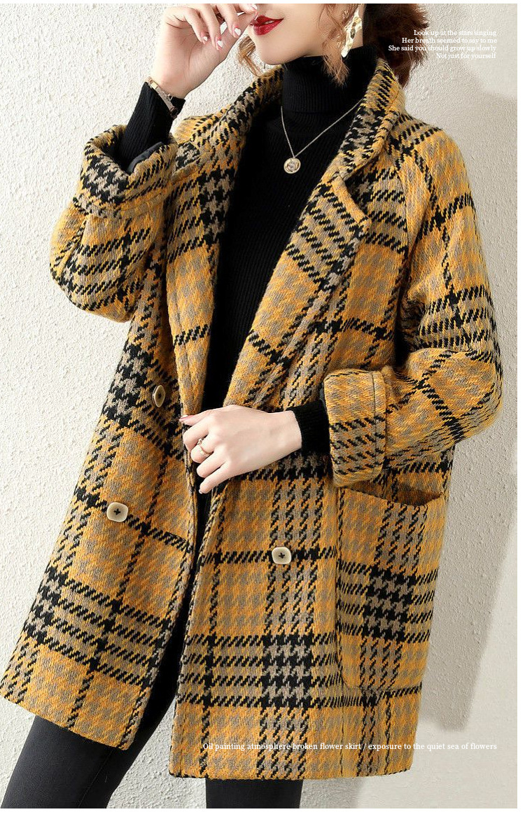 毛呢格子外套女秋冬款设计感小众简约气质西装上衣时尚2022新款详情3