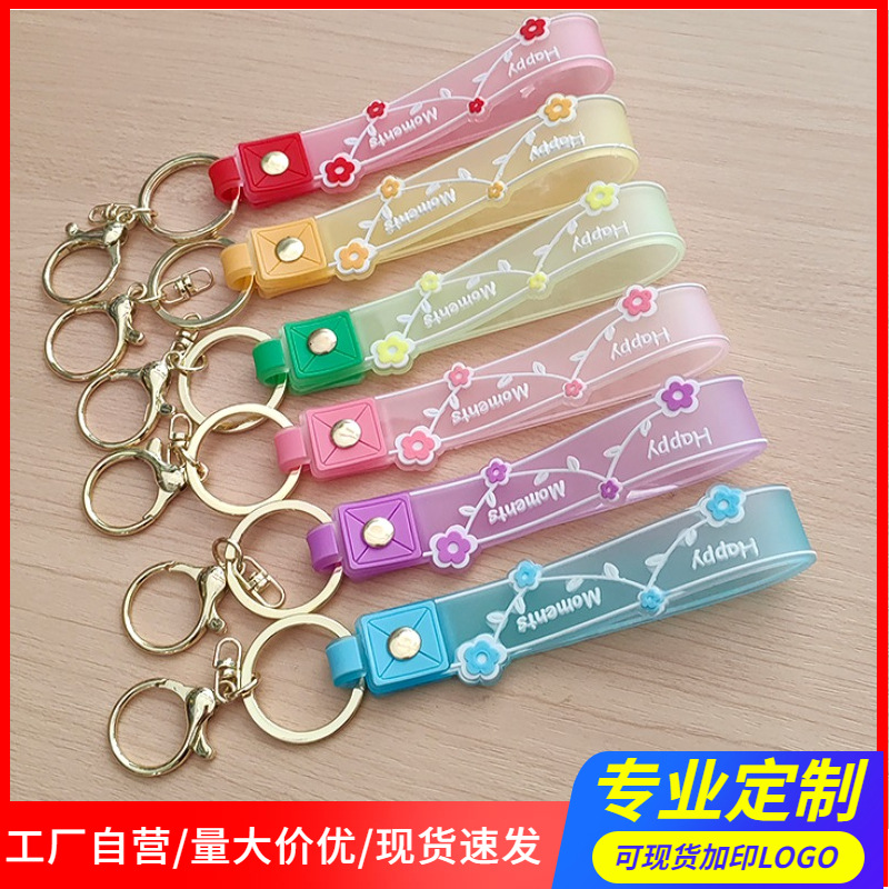 Transparent PVC soft rubber rope sand bottle keychain, girlish heart schoolbag hanging accessory, small gift hanging piece, keychain pic 12