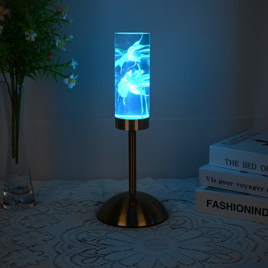 Nuevo immortalflower acrílico lámpara de mesa led creativo pequeña luz nocturna dormitorio lámpara de cabecera ambiente decoración pending crossover pic 12