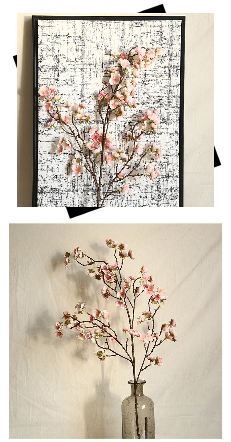 Beauty Finger Cherry Blossom and peach blossom Ins-style Nordic plum blossom artificial flower manufacturer home decoration wedding artificial flower MW38958 pic 97