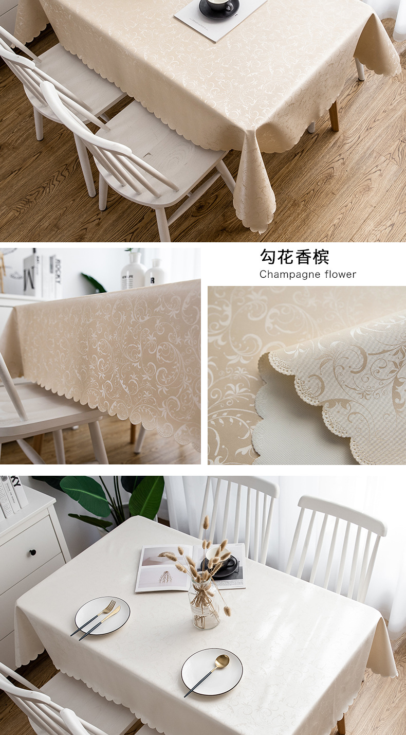 Cross-border delivery of European-style waterproof tablecloths, heat-resistant, oil-resistant, no-wash tablecloths, household tablecloths, rectangular coffee table tablecloths pic 20