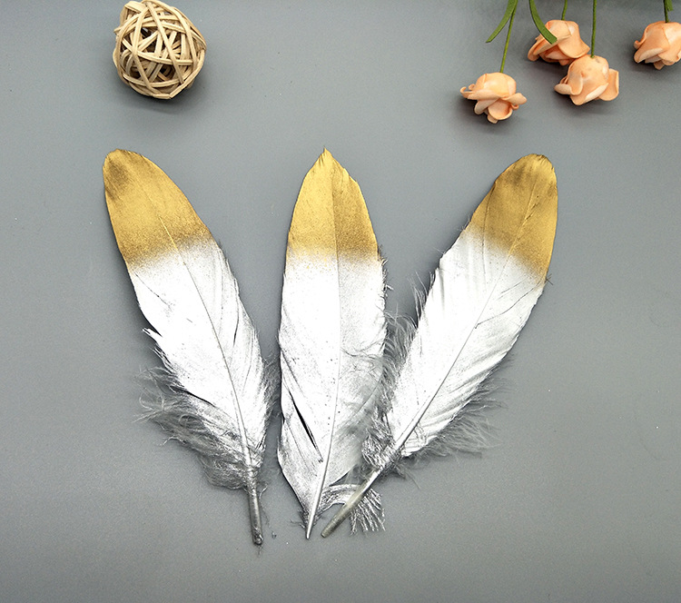 A large quill feather gift box with all-gold and all-silver feathers, paper card bookmarks and decorative quill pens pic 19