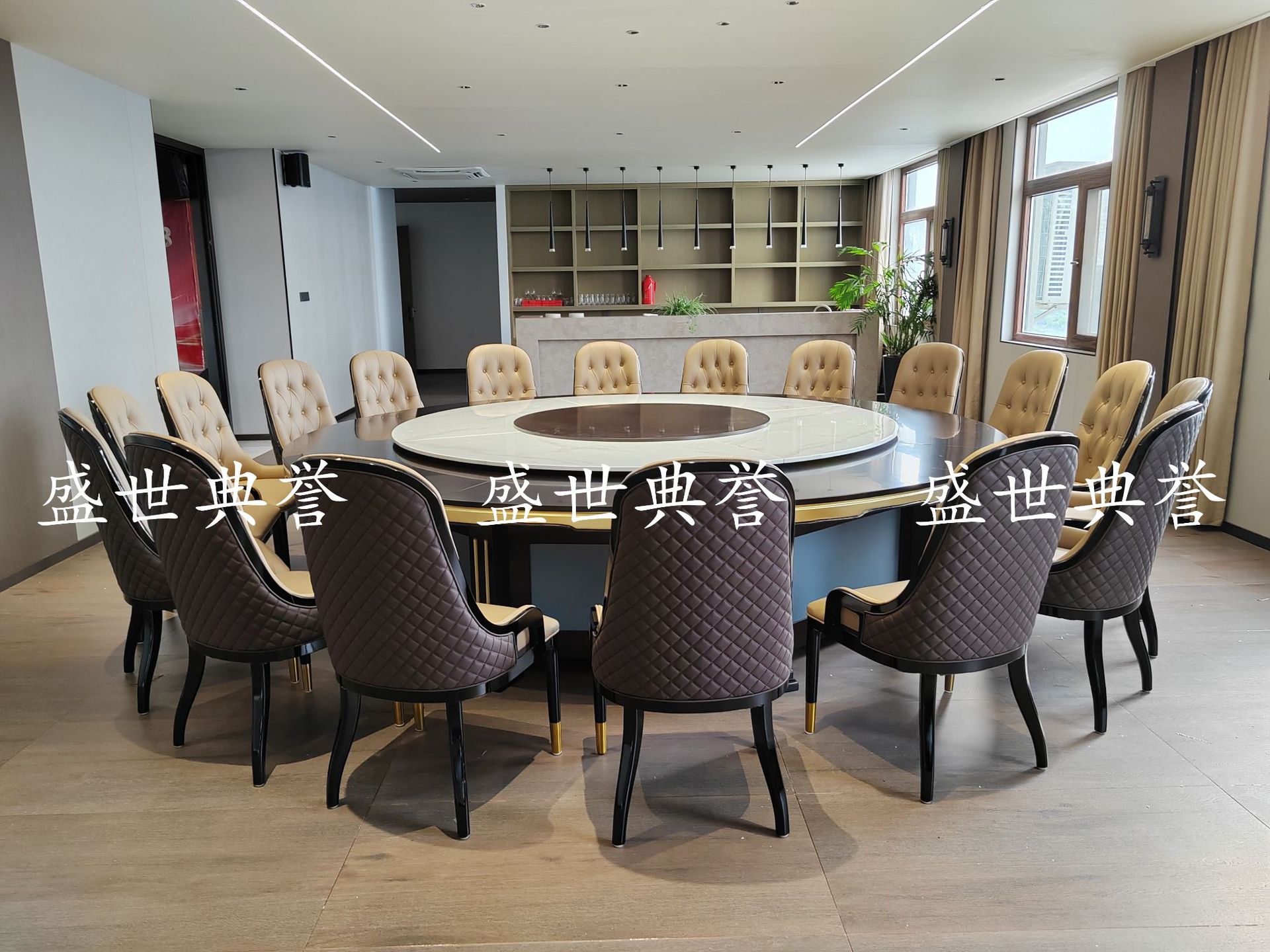 Solid wood dining tables and chairs for Changsha International Hotel, light luxury dining chairs for seafood restaurant private rooms, and white wax wood chairs for company clubs pic 14