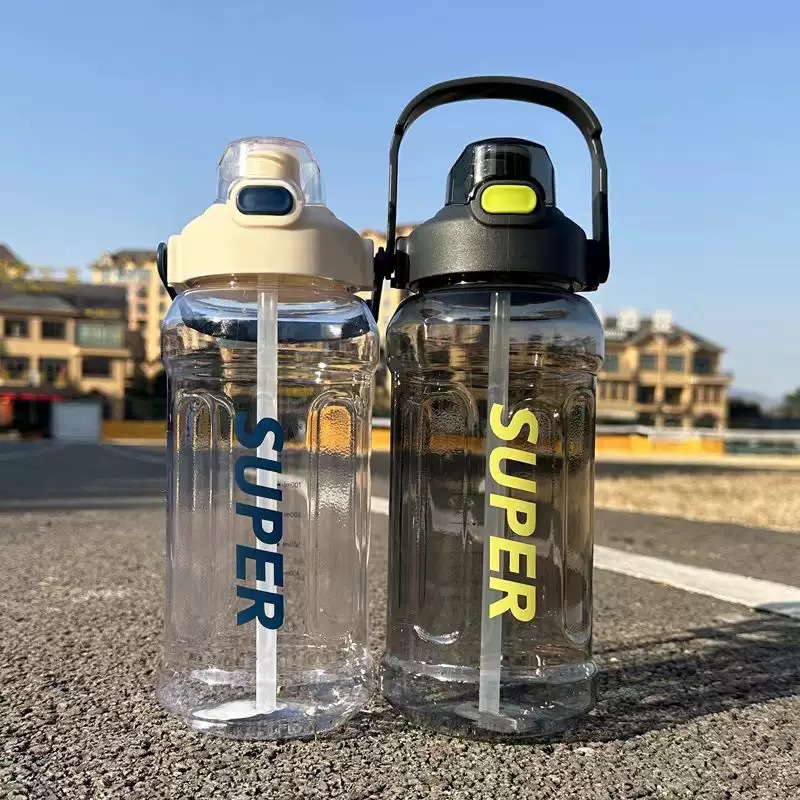 2-liter large-capacity sports water bottle, popular Instagram trendy straw cup with scale, portable and simple, leak-proof and shock-resistant water cup pic 18