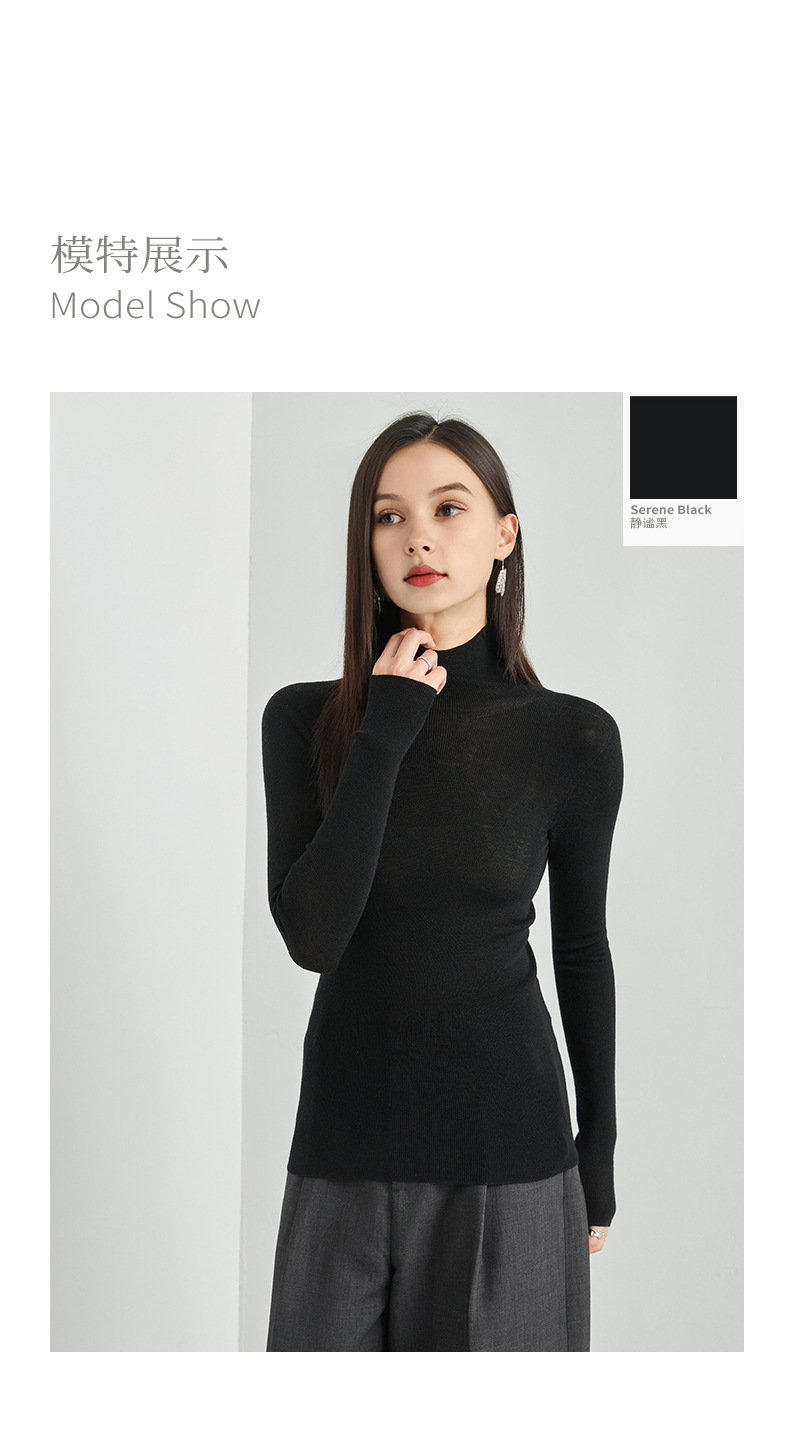 100% wool high-neck base layer shirt, a new bestseller for autumn and winter, versatile and stylish. Pair it with a long-sleeved knitted sweater and top for women pic 12