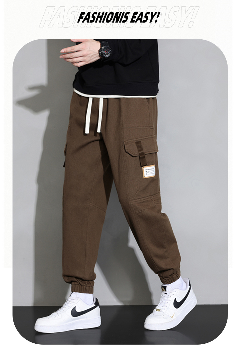 Pantalones de carga hombres 2023 nuevo otoño marca de moda juvenil holgada versátil pies de túnica para hombres tamaño grande pantalones casuales para hombres pic 6