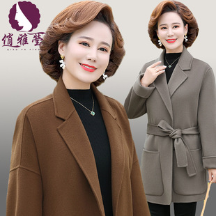 俏雅莹呢子大衣羊毛女式毛呢2021新款毛呢中老年女装秋冬睡袍外套详情2