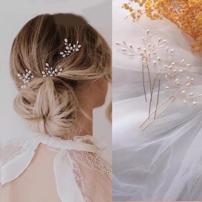 盘头发饰品新娘头饰发插针发簪子头花盘发配饰伴娘发型u型夹发卡详情1