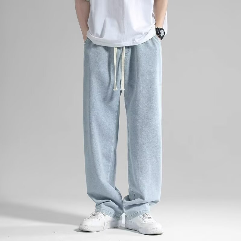 牛仔裤2024新款男潮牌高端夏季薄款宽松休闲男士长裤阔腿拖地裤子详情9