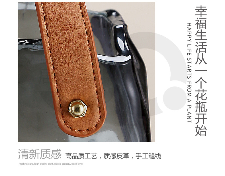 北欧ins风皮带褶皱手提包包玻璃花瓶设计师奶油鲜花花篮详情16