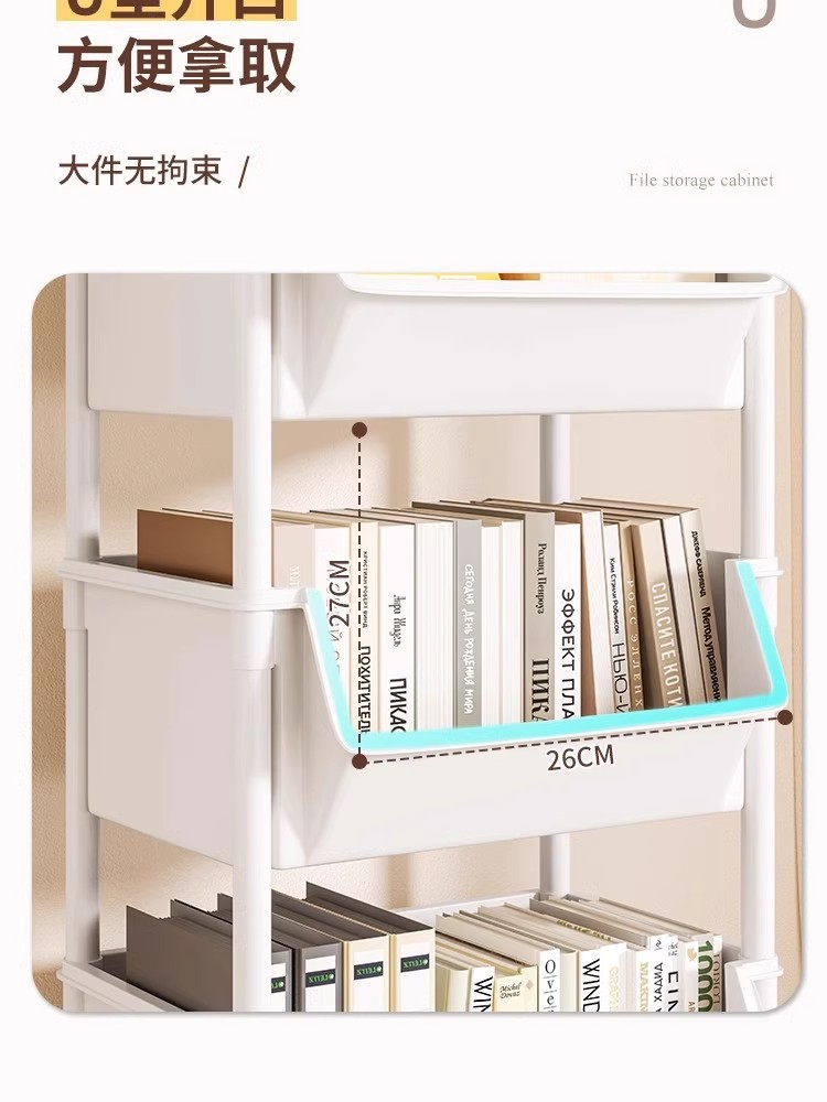 书架可移动置物架落地儿童玩具收纳架子厨房家用零食小推车储物柜详情10