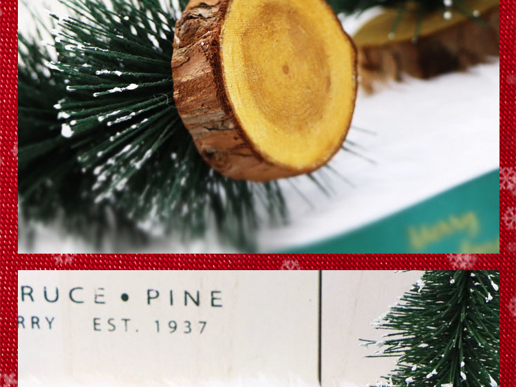 The hot-selling mini snow-covered velvet Christmas tree, Christmas decoration with a simulated wooden base and a pagoda tree window display, is now in full bloom pic 41