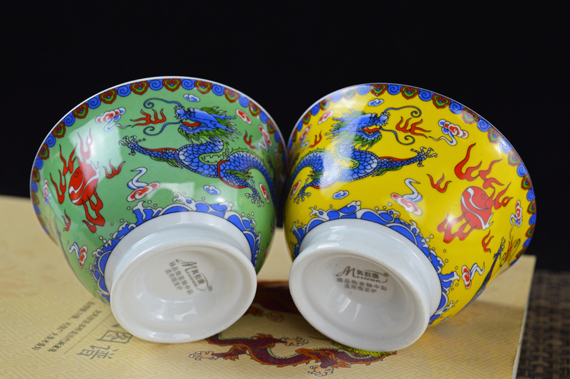 厂家供应3.6寸双龙八吉祥藏式陶瓷碗特色民族碗酥油茶碗 仿古贡碗详情15