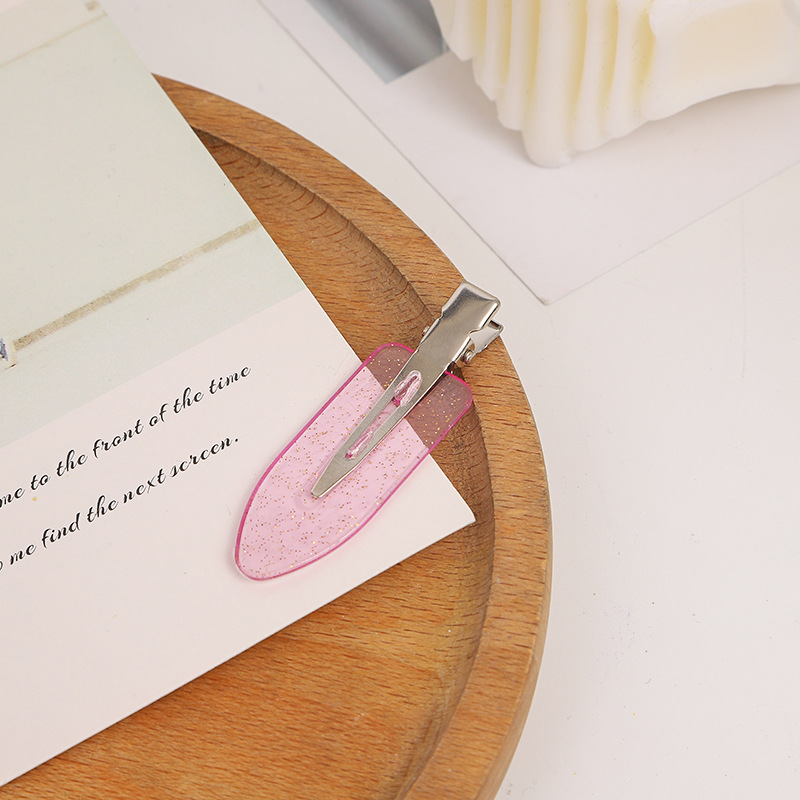 爆款甜美网红糖果色透明无痕发夹超闪充粉冲浪板发卡刘海碎发边夹详情11