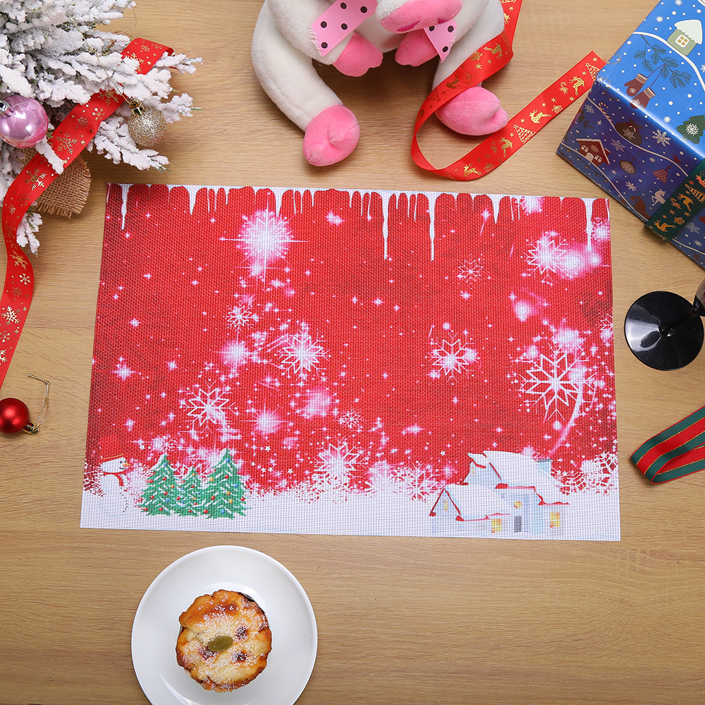 Christmas placemats, snowflake heat-resistant and heat-insulating coffee table MATS, holiday Western placemats, Nordic snowflake man table MATS, napkins and tablecloths wholesale pic 8
