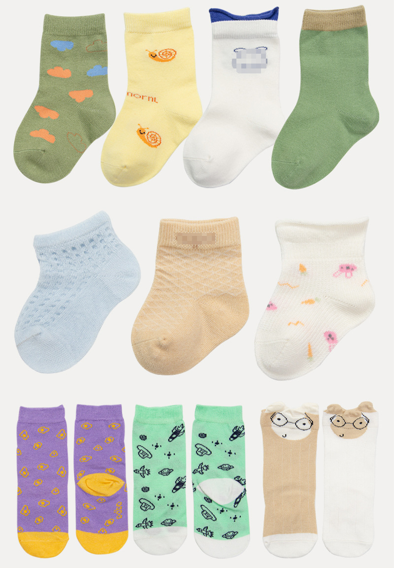 Custom-made baby socks with patterns and logos, all-cotton newborn short socks, jacquard custom-made loop socks pic 9