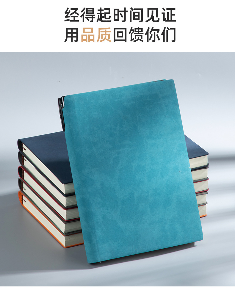Customized logo thickened sheepskin notebook A5/A6 with side pen insert, simple business diary pic 8