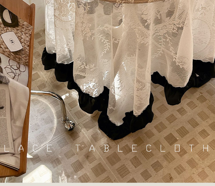Amazon lace French court tablecloth with ruffled edge patchwork, cross-border retro high-end new tablecloth on Xiaohongshu pic 20