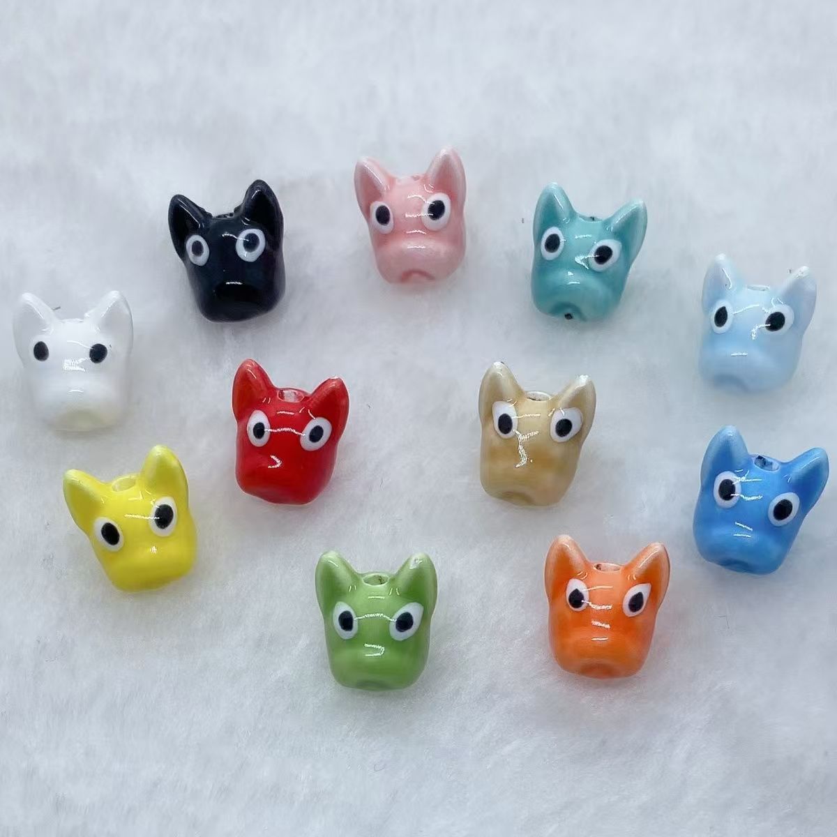 Simple and colorful ceramic pearlescent surface fish five-petal flower beads scattered beads diy handcrafted beaded bracelet decoration accessories pic 36