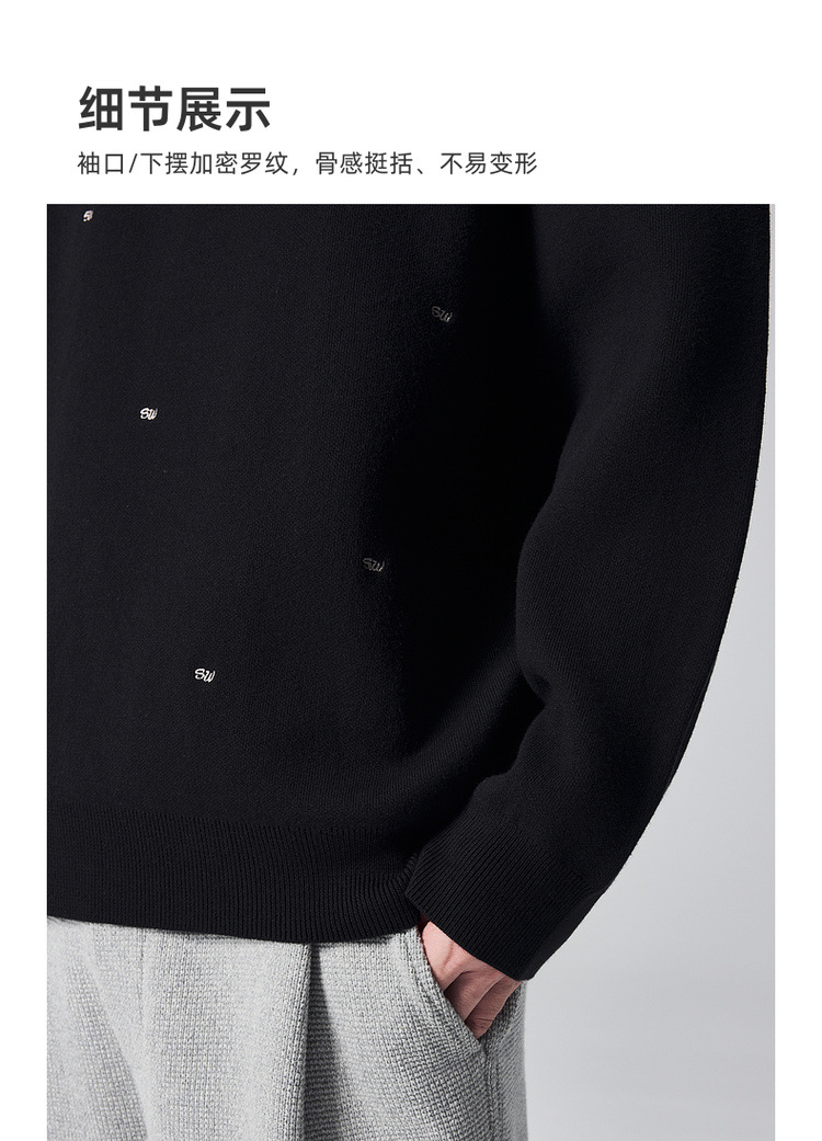 墨麦客男装简约刺绣圆领针织衫男2024秋冬新款男士套头毛衣20772详情6