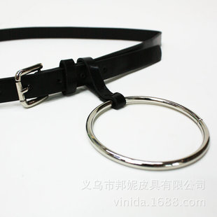 欧美元素朋克街舞腿环脚环双排吊袜带吊靴带爱心铆钉皮质批发详情11