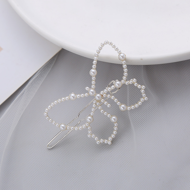 Korean pearl hairpins, women's side hair clips, broken clips, bangs, forehead frog buttons, girl's hair, butterfly, super fairy-like hairpins pic 6
