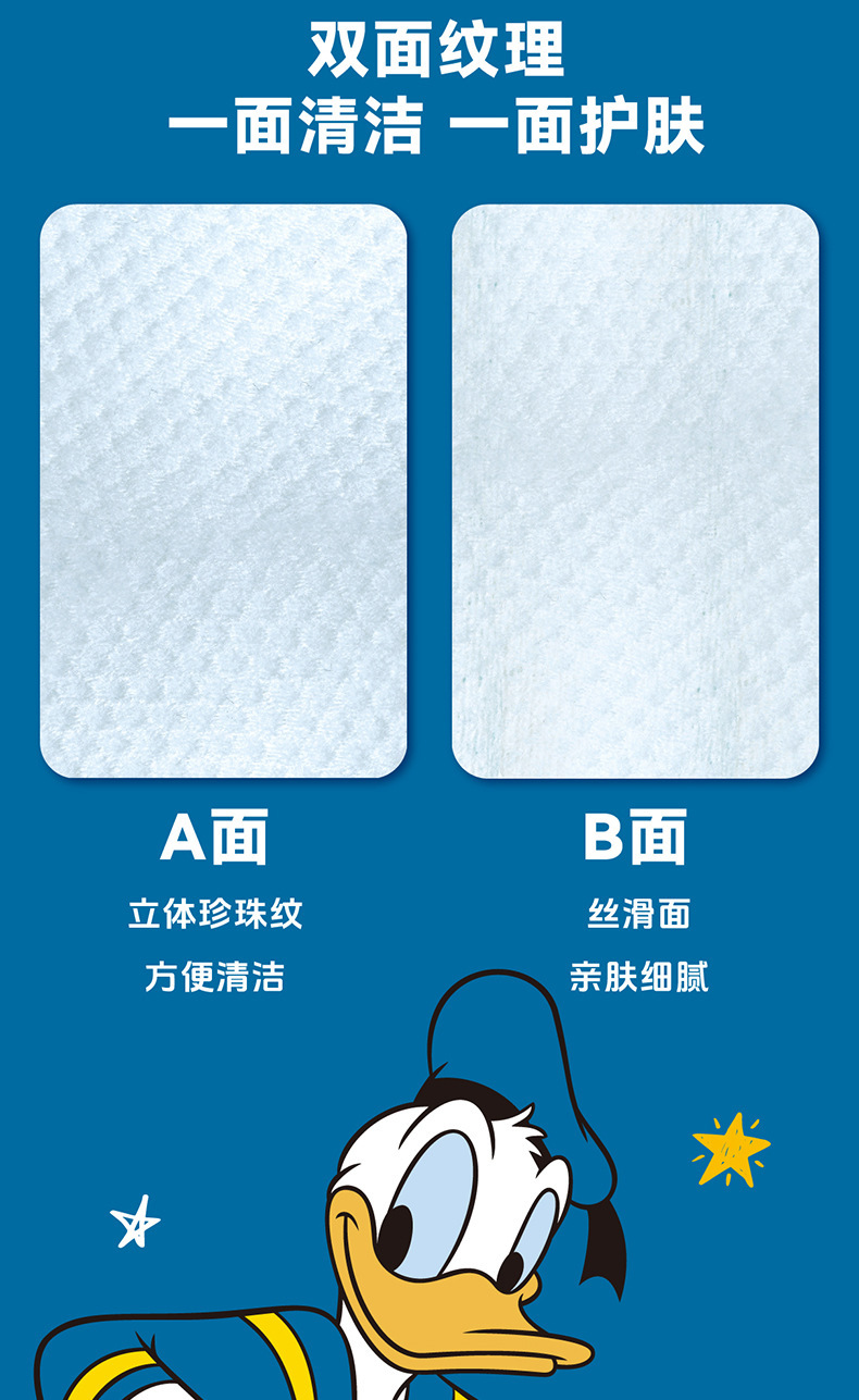 批发唐老鸭洗脸巾悬挂式家庭装72抽80抽一次性洗脸巾干湿两用简洁详情10