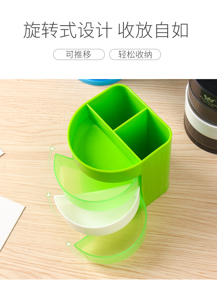 Wholesale of multi-functional pen holders, multi-layer circular plastic office desktop ornaments, fashionable and simple large-capacity storage boxes pic 29