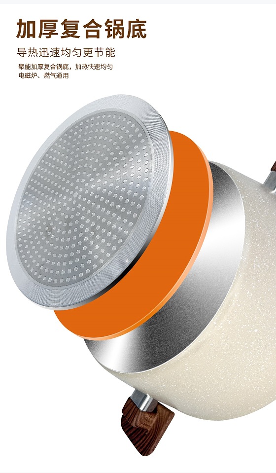 炊大皇平底锅家用XJ33BT双耳汤锅套装带盖 不粘煎锅泡面早餐煎蛋辅食班戟锅详情5