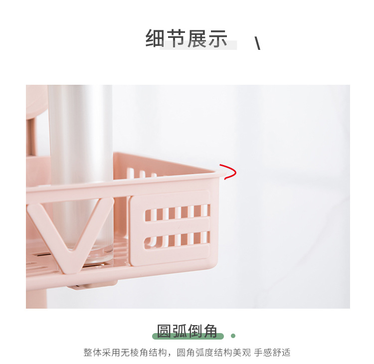Wall-mounted bathroom double-layer toilet storage rack, plastic wall-absorbing storage rack, non-drilling bathroom and kitchen storage rack pic 8