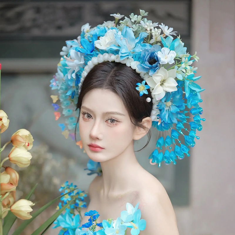 福建泉州浔埔女簪花头饰民族风花围高颜值爆款仿真花泉州簪花新款详情19