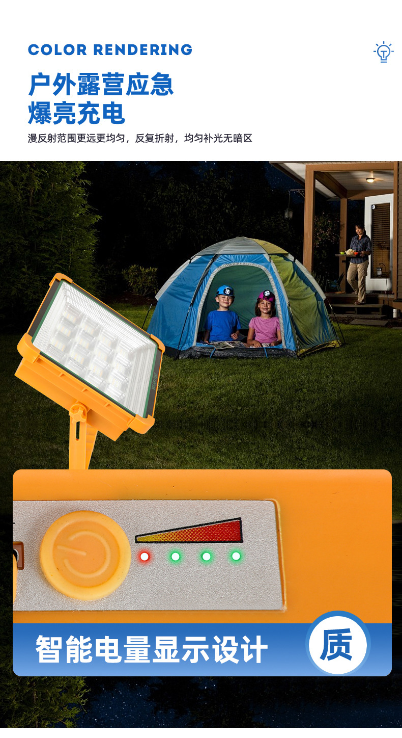 Solar-powered yellow emergency lighting lamp, fishing and camping USB charging solar lamp pic 5