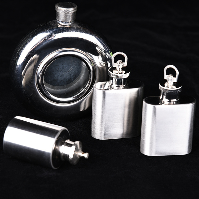 Portable stainless steel wine kettles, round and square, stainless steel wine bottles, portable wine kettles, factory direct sales in stock, various capacities 1oz, 2oz, 3oz, 5oz, 8oz, round. pic 6