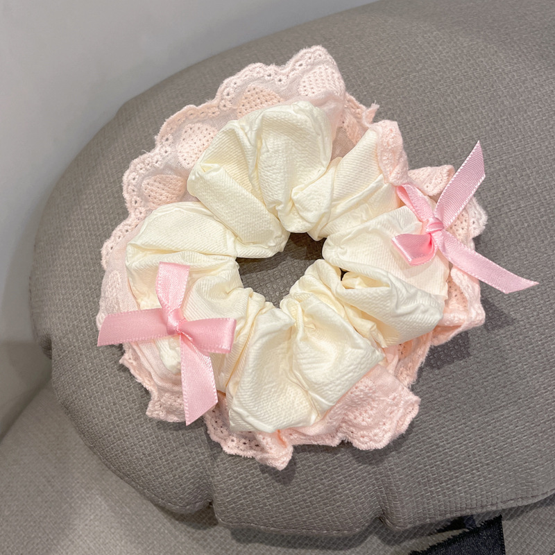 New bow lace large intestine hair band, girlish Korean style, high-end feel, low ponytail hair rope, hair flower, hair accessory factory pic 15