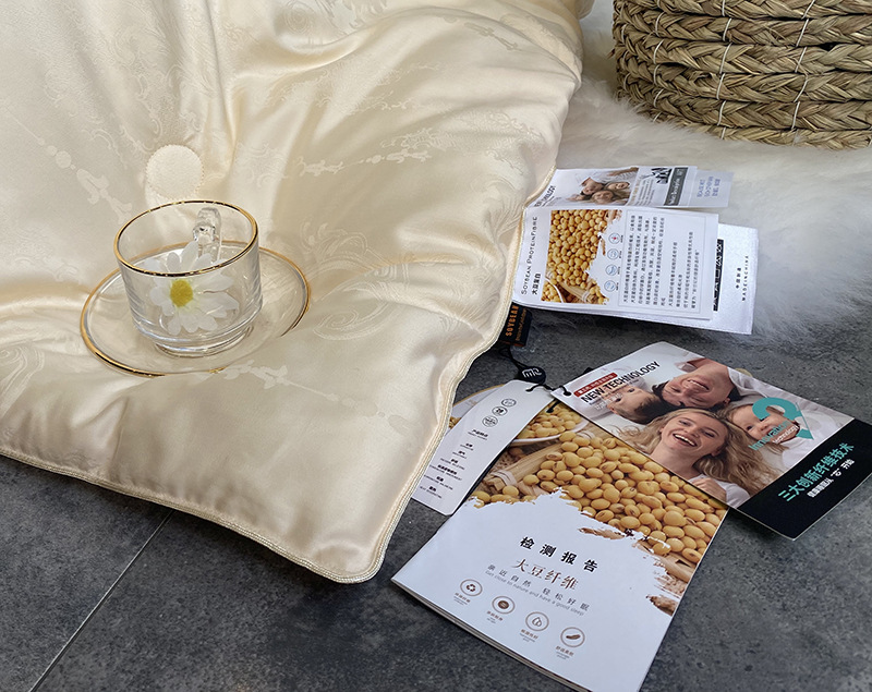 Light luxury 60S soy protein jacquard fiber quilt core, spring and autumn quilts, winter quilts, single and double soft quilts for students pic 26