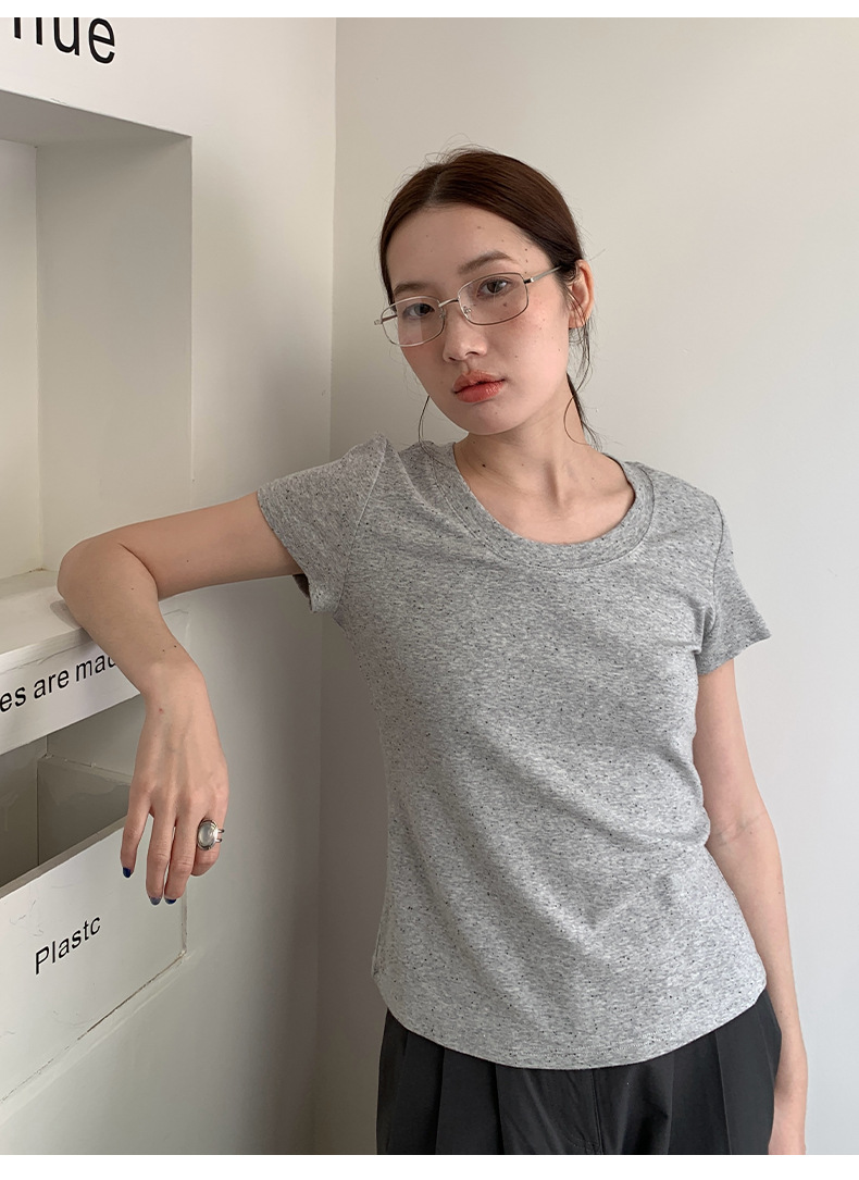 【11 Colors 】 Basic round-neck short-sleeved T-shirt for women 2025 Spring/Summer New simple and versatile solid color top T003 pic 46