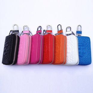 跨境专供汽车钥匙包 通用型车用钥匙包拉链牛皮车锁匙包批发详情6