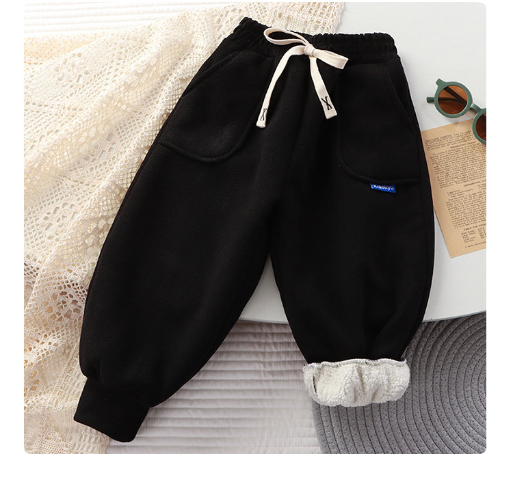 儿童中大童加绒裤子秋冬新款男女宝宝加厚保暖休闲运动裤外穿长裤详情13