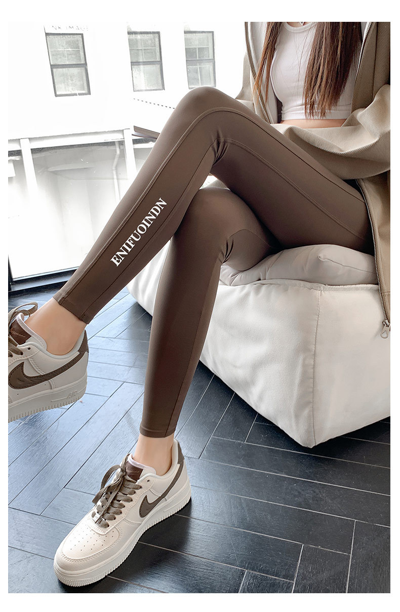 2022款秋冬加厚鲨鱼皮打底裤女外穿高腰瑜伽芭比裤九分鲨鱼裤批发详情15