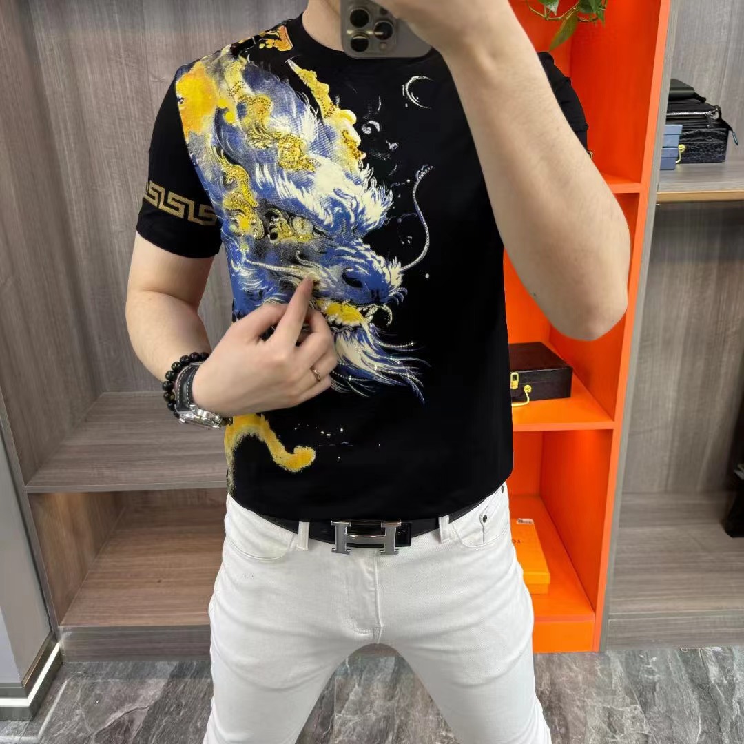 68160潮流时尚欧货男士夏季短袖圆领t恤个性老虎印图弹力舒适透气详情2