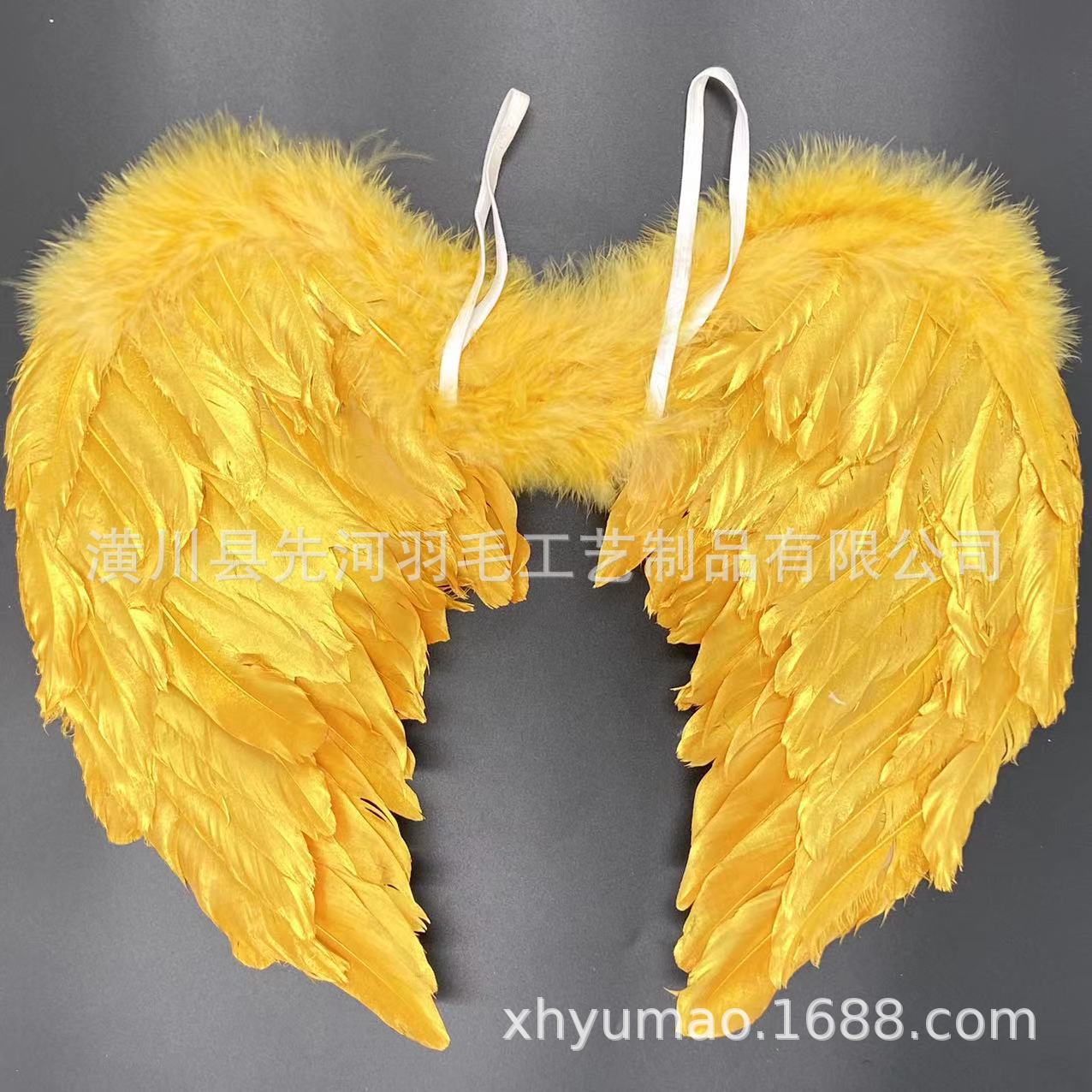 金色银色羽毛天使翅膀六一儿童节狂欢节万圣节圣诞节舞台表演走秀                              详情8