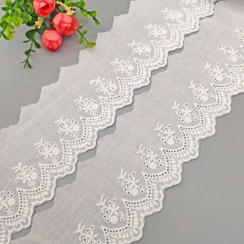 7 cm in stock, wavy perforated lace, DIY neckline and skirt hem lace, computer-embroidered, cotton embroidered lace pic 11