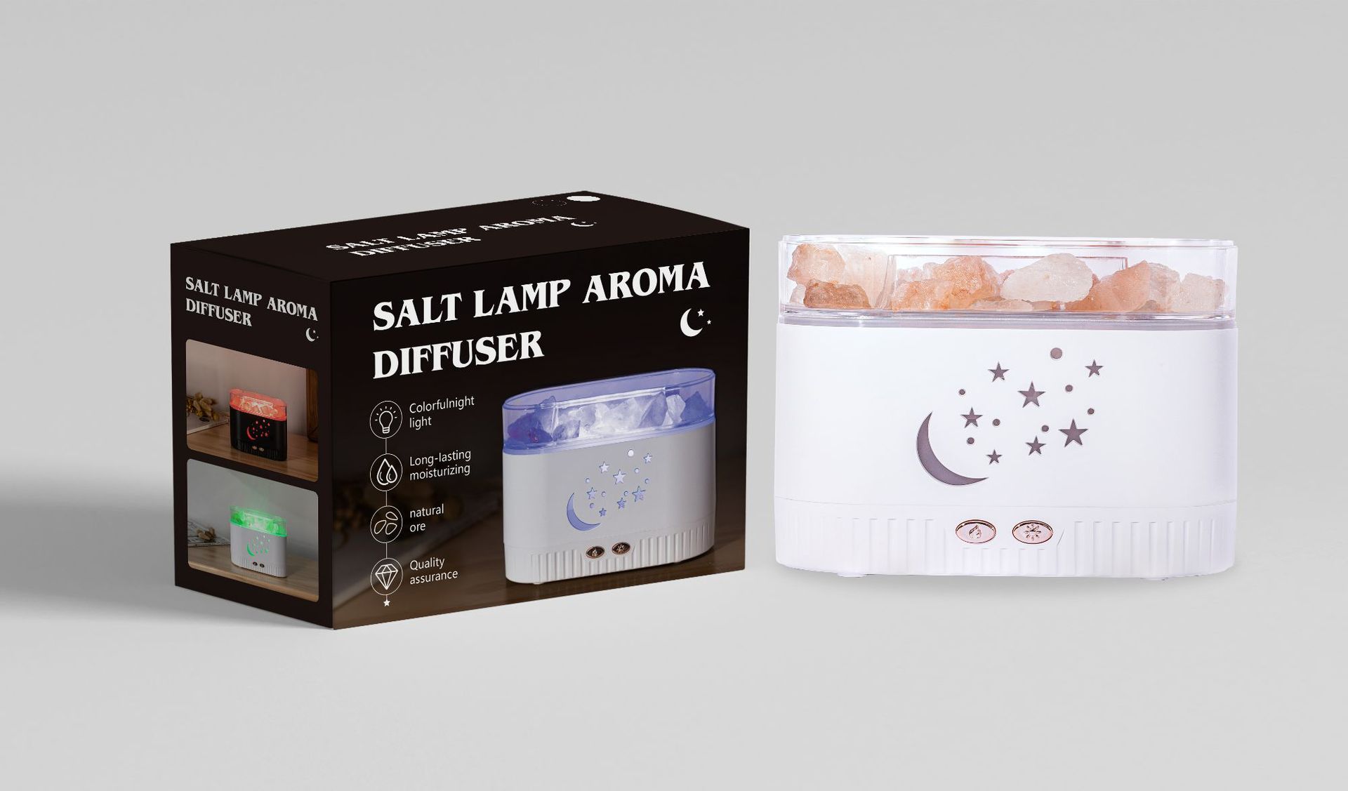 2025新款创意水晶盐香薰机七彩夜灯静音加湿器家用自动喷香香薰机详情17