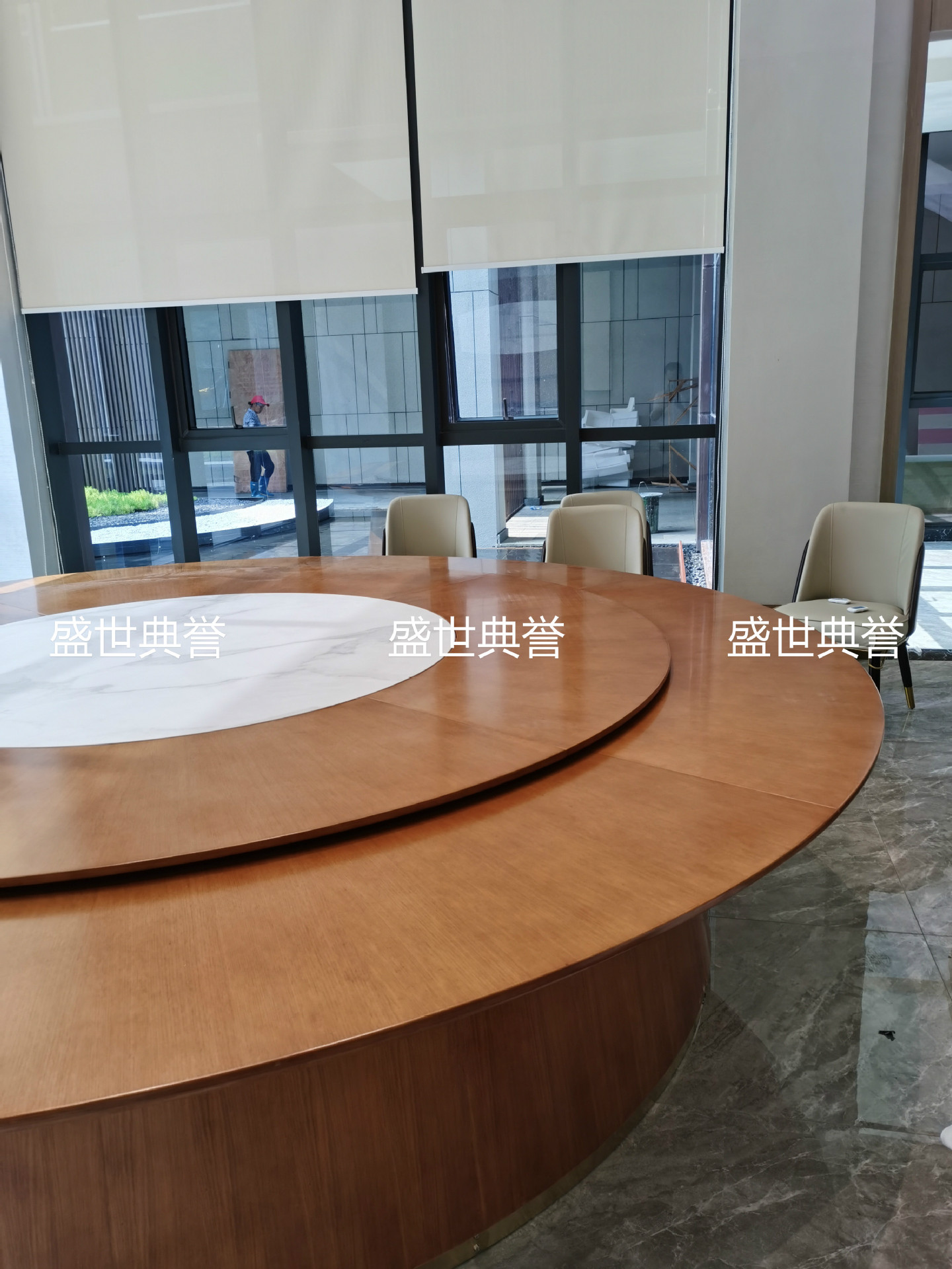 Nantong Seafood Hotel solid wood dining table, restaurant luxury private room, light luxury electric round table, club electric revolving table pic 15