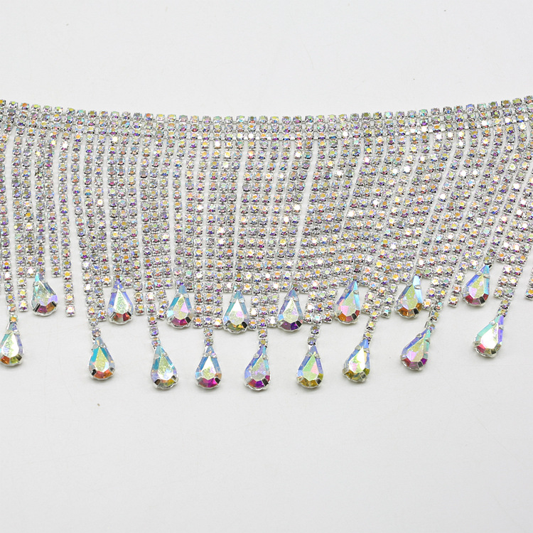 AB color water drop tassel claw chain, fancy code chain, water diamond chain, direct sales from the factory for export pic 2