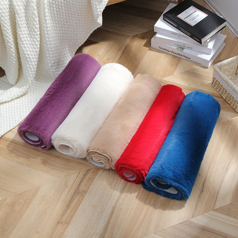 自主 品牌未提供 现代简约仿兔绒地毯地垫欧式素色方形吸水防滑欢迎光临家用地毯批发详情2
