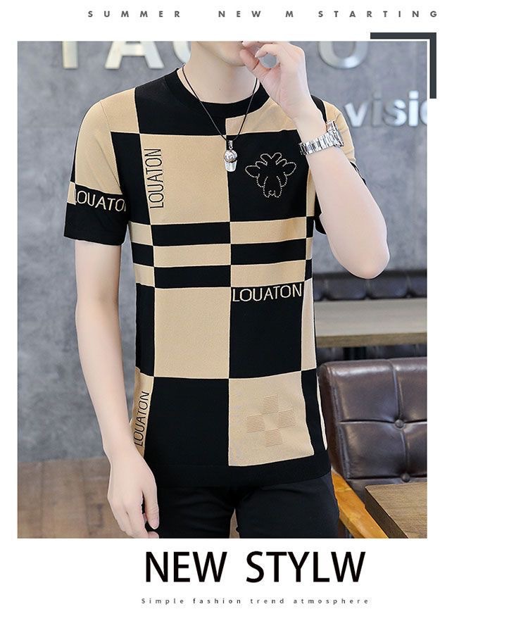 源头厂家2024夏季冰感透气时尚短袖T恤男新款青少年休闲百搭T恤男详情9