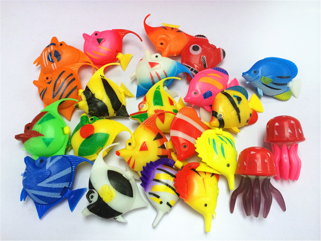 Wholesale of 10 floating plastic fish for fish tank decoration, including octopuses, plastic jellyfish and simulated small artificial fish pic 41